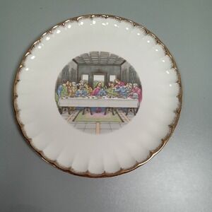 W.S. George Last Supper Collector Plate 22k Gold Trim Scalloped B9181 Vintage‎